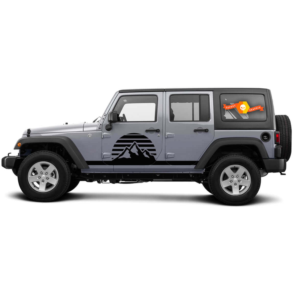 Kit Adesivi in Vinile Porta Laterale Mountain Sunrise per Jeep Wrangler
