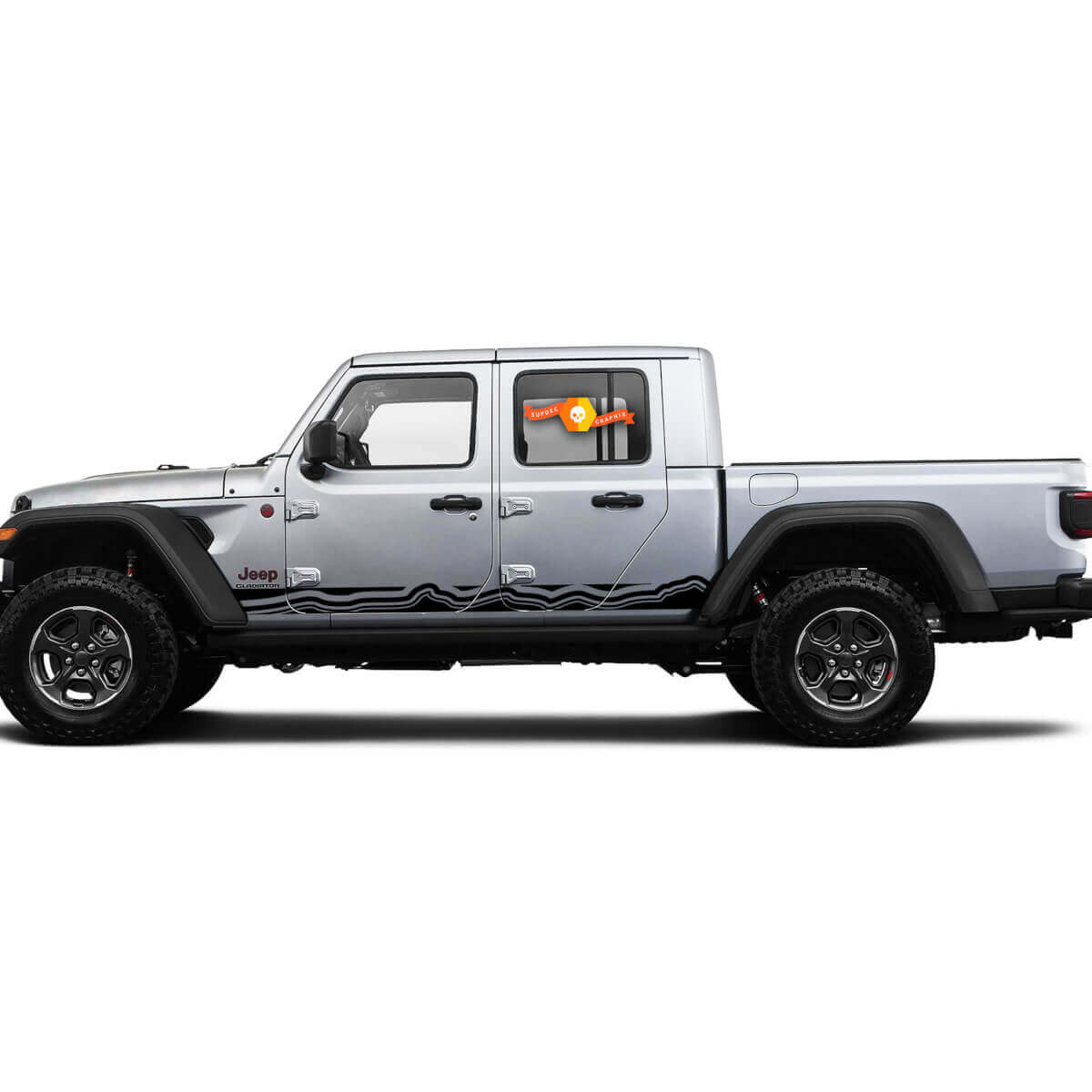 2 Side Jeep Gladiator Linee topografiche curve Rocker Panel Mountain Side Decalcomanie in vinile Adesivo grafico
