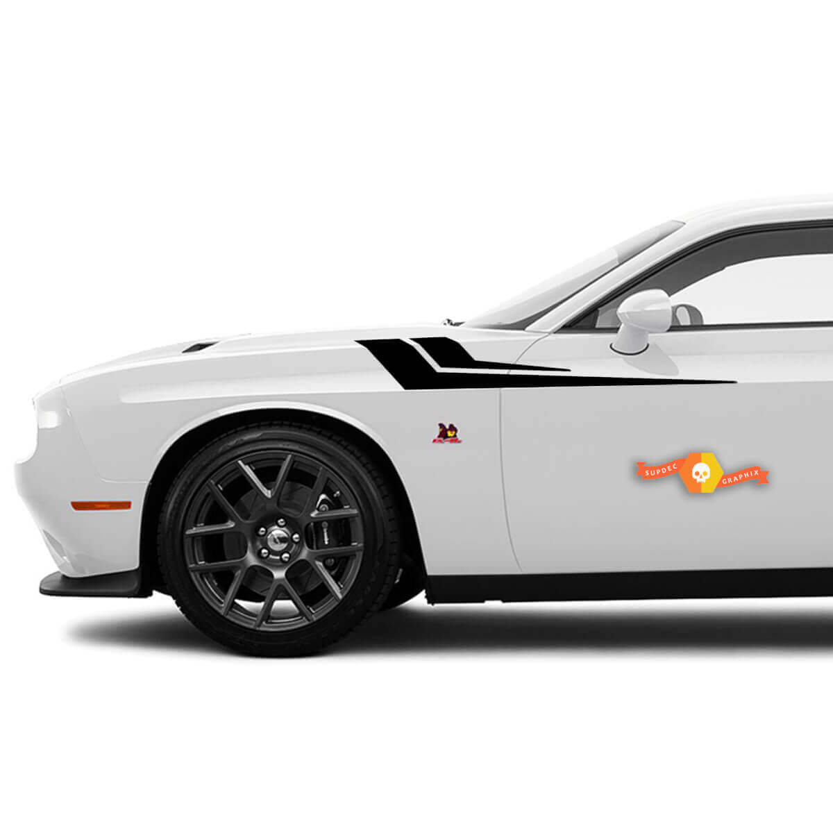 Kit di Adesivi  Vinile a Strisce Gemelle per Parafango Laterale per Dodge Challenger