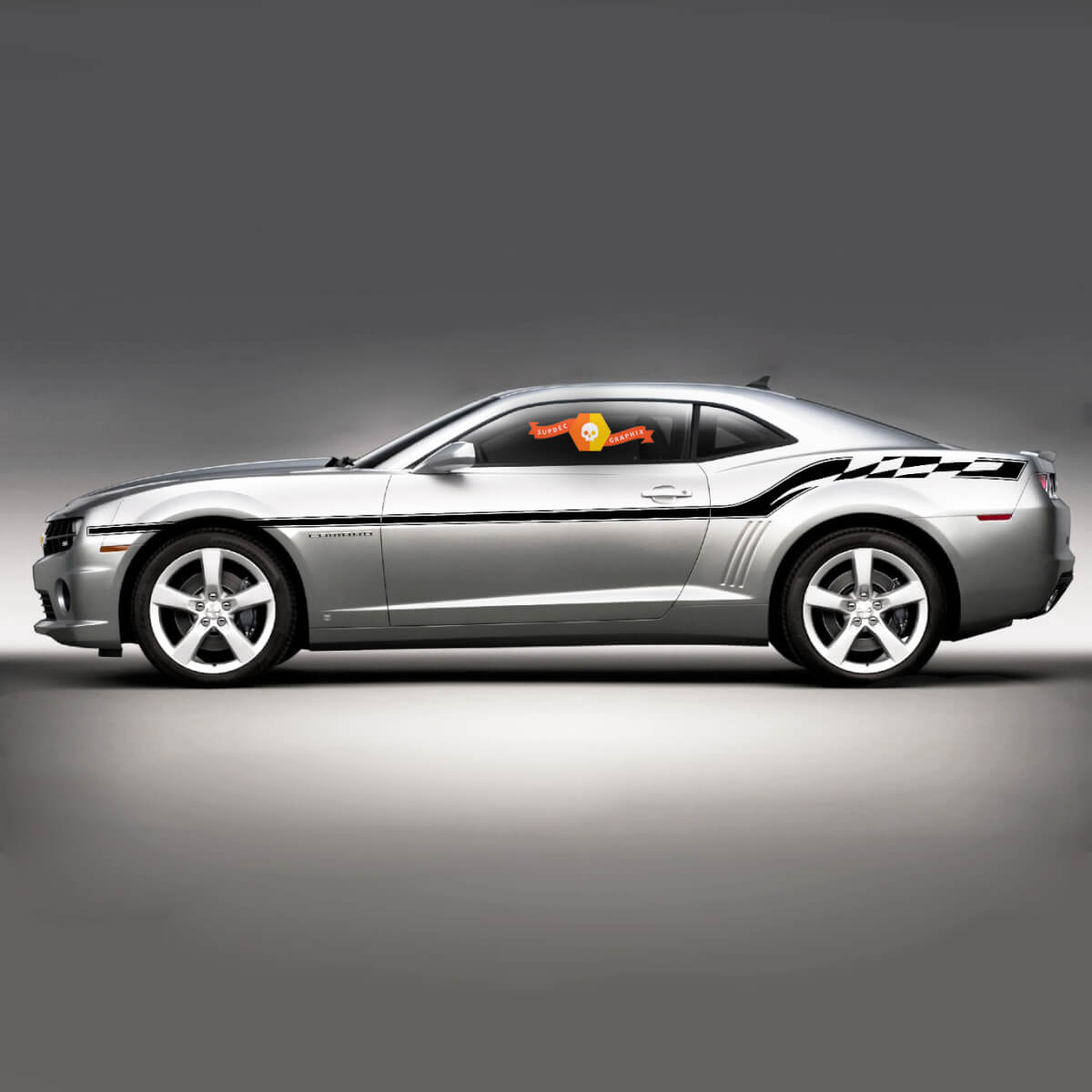 2010 2011 2012 2013 Chevrolet Camaro Bandiera a scacchi Accent Side Bodyline Stripes Adesivo Decalcomania
