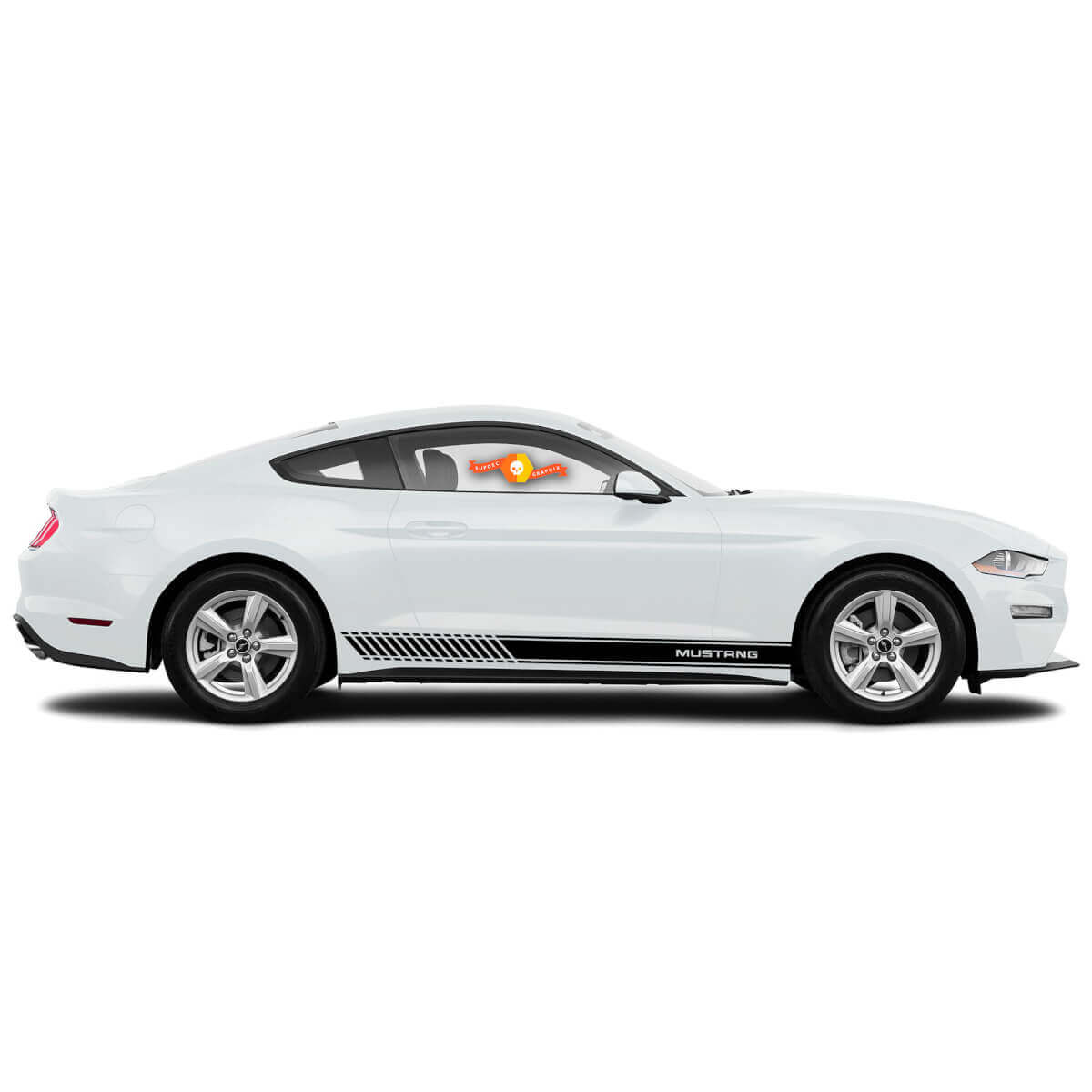 Adesivi Vinilici a Strisce Laterali Stile Racing per Musclecar Mustang 2005-2020