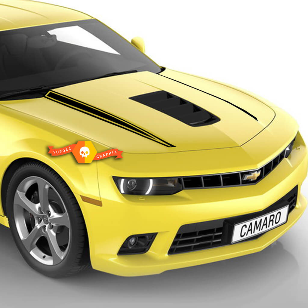 2014 2015 Chevy Camaro cofano cappuccio lato lance accenti strisce adesivi decalcomanie oscuranti
