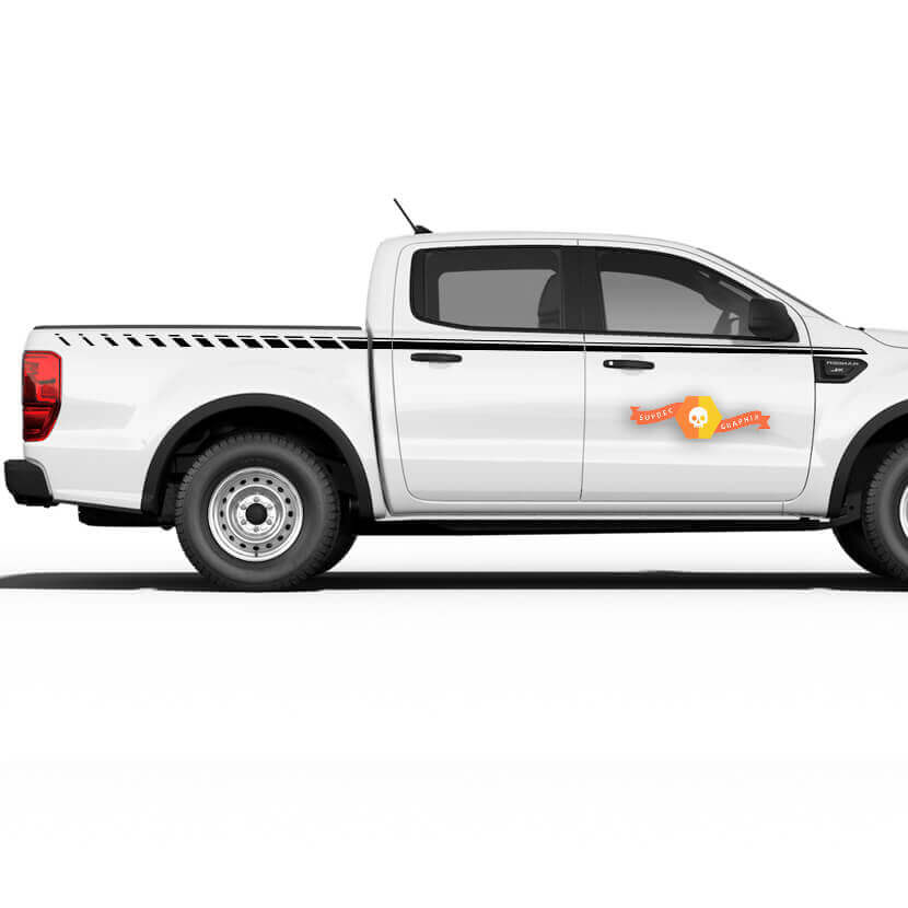2019 Ford Ranger Stripes Decalcomanie Adesive UPROAR Kit di accenti grafici in vinile per carrozzeria laterale
