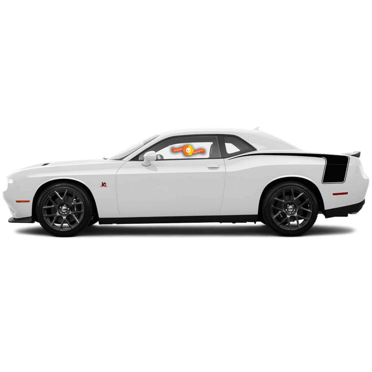 Coppia di adesivi a striscia laterale posteriore a forma di bastone da hockey per Dodge Challenger 2015-2018