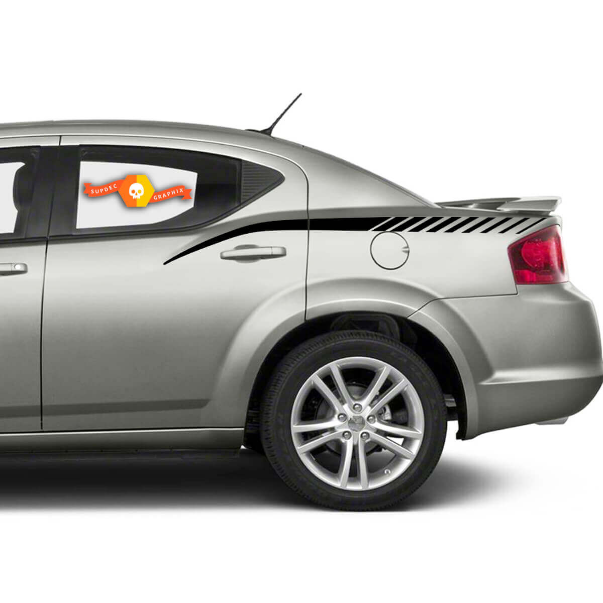 Kit di Adesivi in Vinile con Strisce Stroboscopiche per il Pannello Posteriore del Parafango per Dodge Avenger 2008-2014