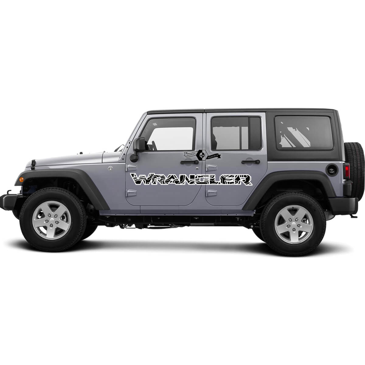 Kit grafico Jeep Adesivo avvolgente in vinile Decalcomania Blackout Contour Map Adesivo stile porta Decalcomania 2 colori
