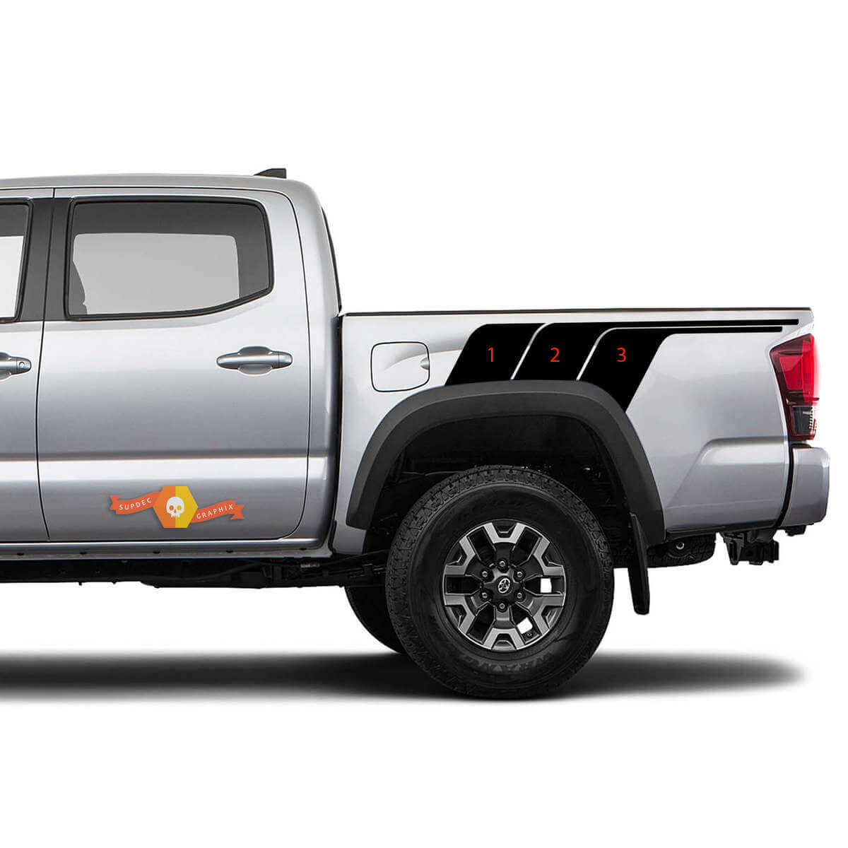 Kit adesivi in vinile con strisce laterali posteriori stile vintage TRD per Toyota Tacoma
