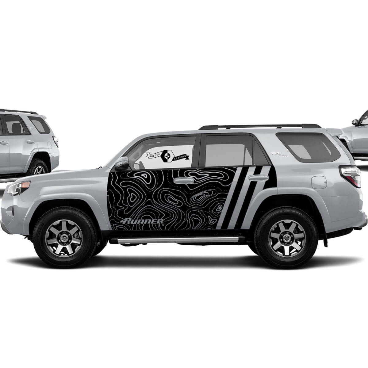 Adesivo per decalcomanie grafiche Toyota 4Runner TRD 4Runner Mappa di contorno Porta laterale Decalcomanie in vinile Adesivi Wrap Splash
