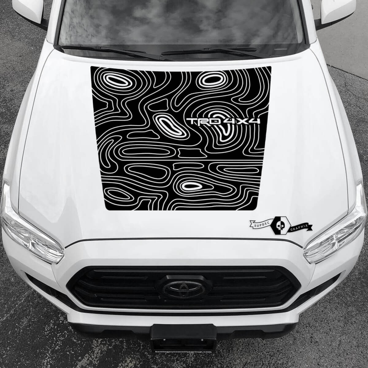 Adesivo Vinile Cofano Stile Mappa Topografica TRD per Toyota Tacoma 2016-2021