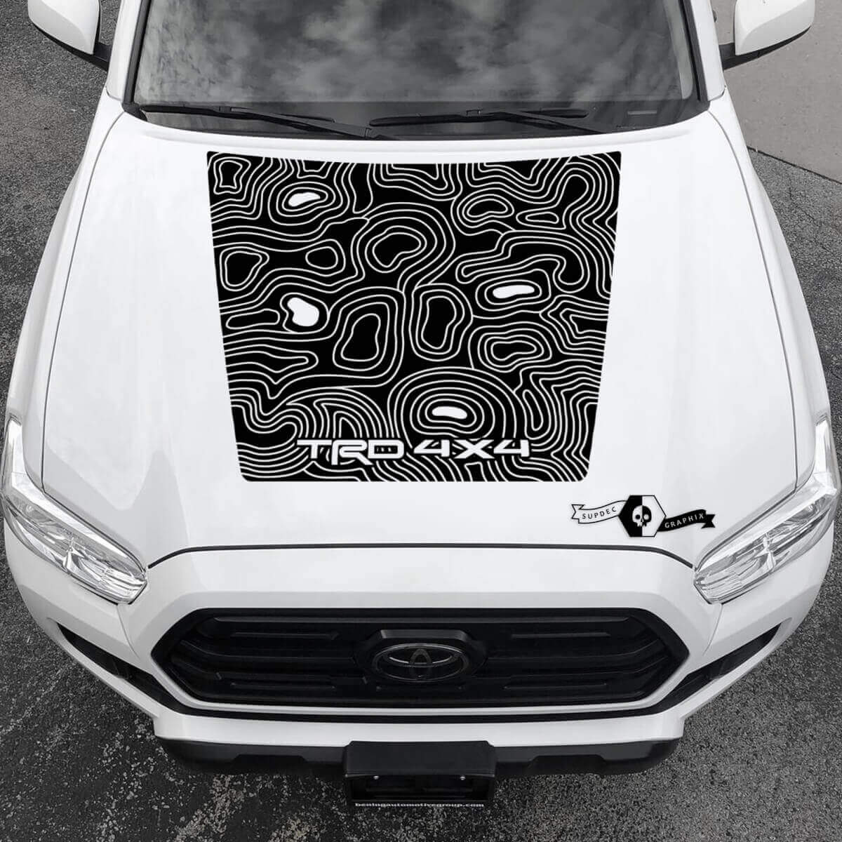 Adesivo in Vinile con Mappa Topografica TRD 4x4 per Cofano Toyota Tacoma 2016-2021