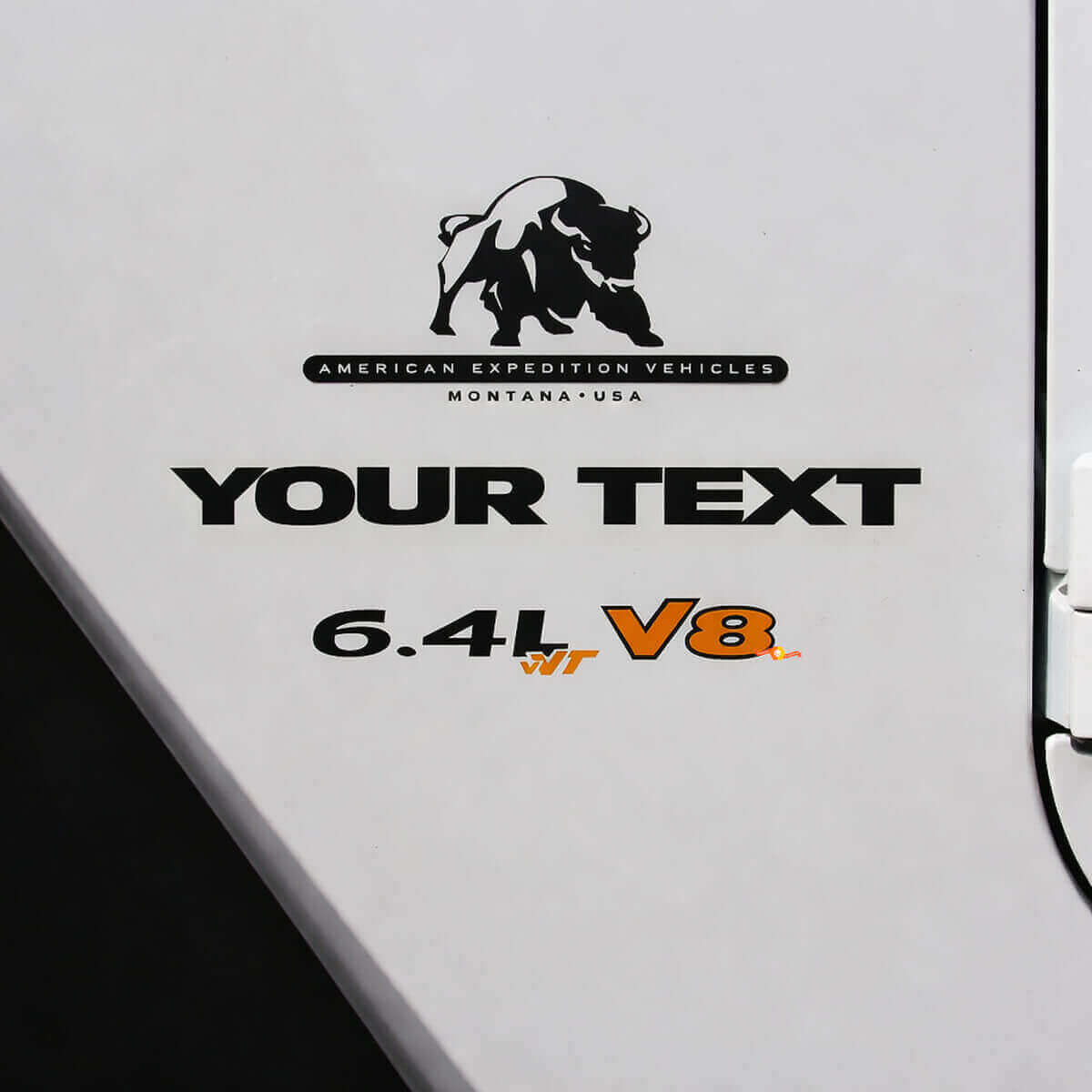 Kit Adesivi in Vinile Personalizzati con Testo per Jeep Wrangler 6.4L V8 Bull