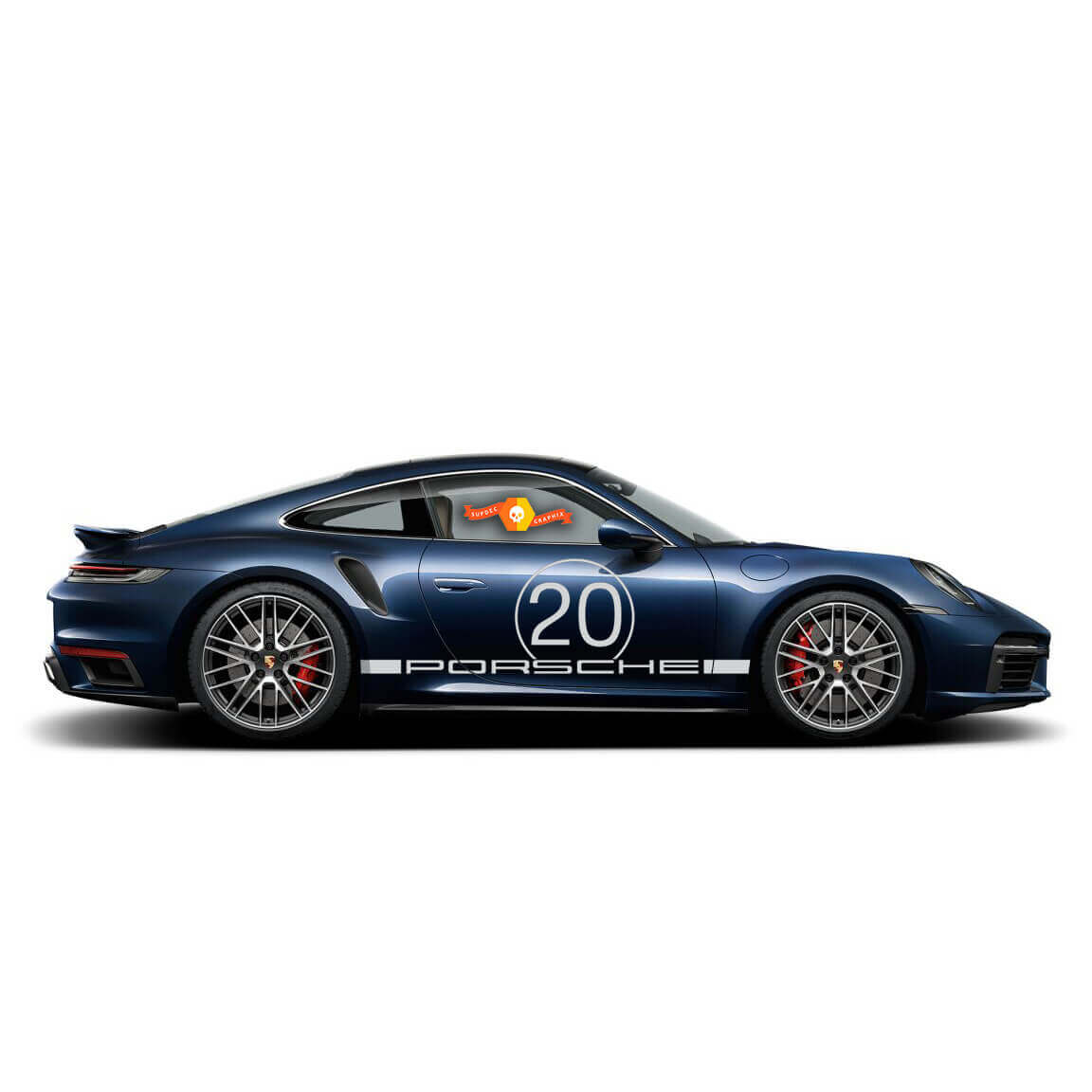 Strisce Laterali da Corsa con Decalcomanie in Vinile con Numero Porta per Porsche 911
