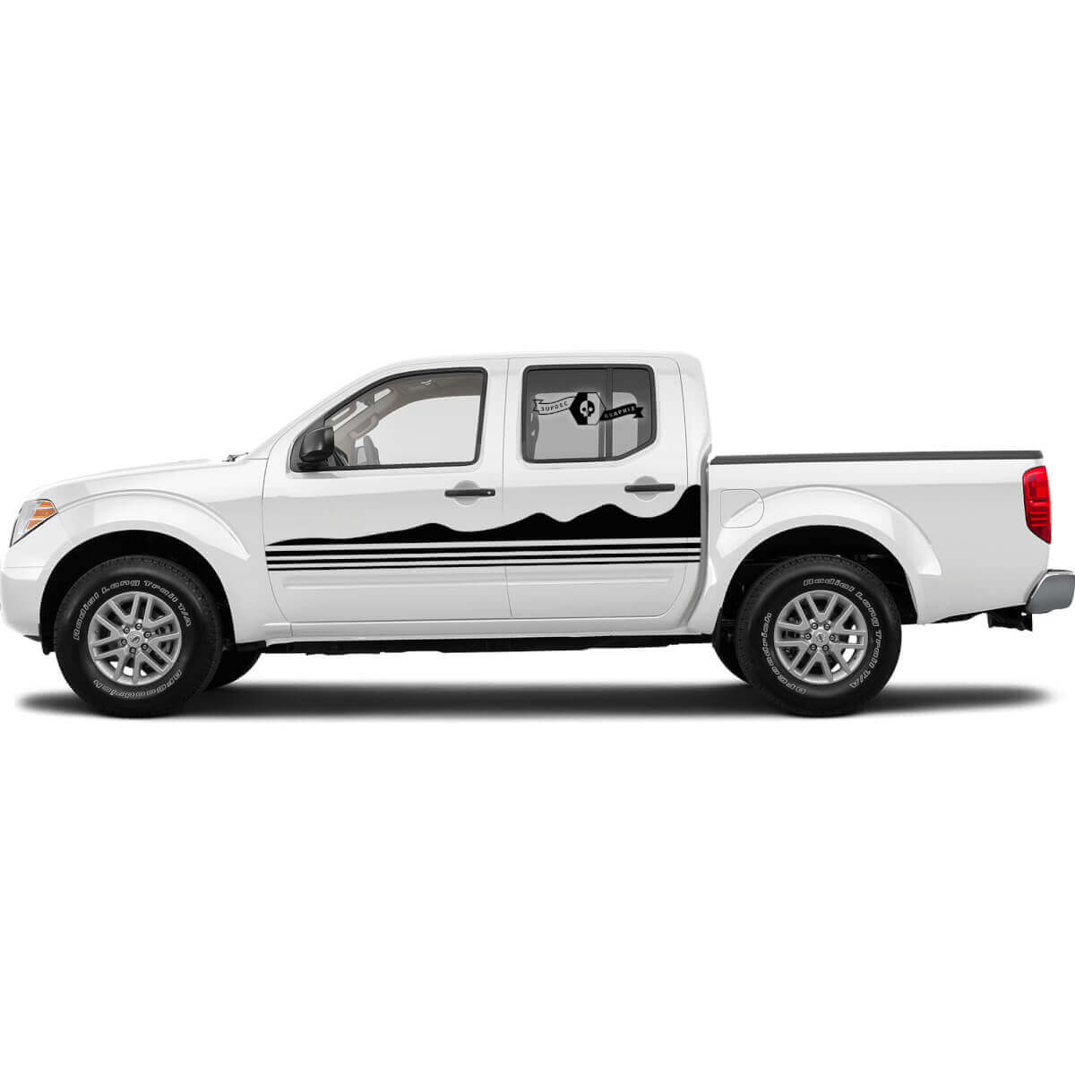 Coppia di adesivi laterali Nissan con grafica a onda per Frontier
