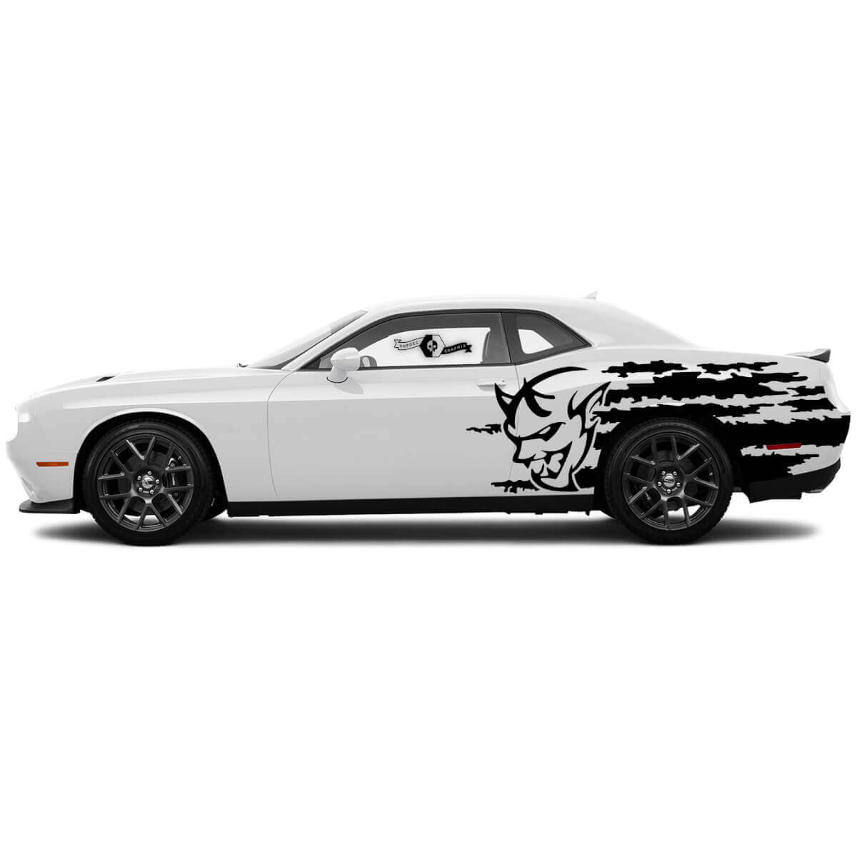 Coppia di adesivi Demon per Dodge Challenger Splash Side Decals adesivi in vinile
