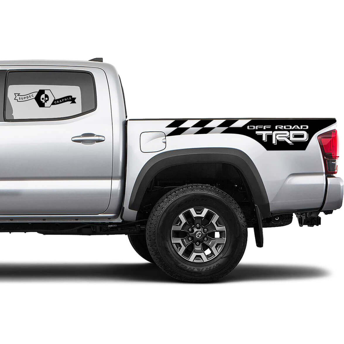Adesivi in vinile con bandiera a scacchi in stile TRD per fiancate off-road Toyota Tacoma Tundra