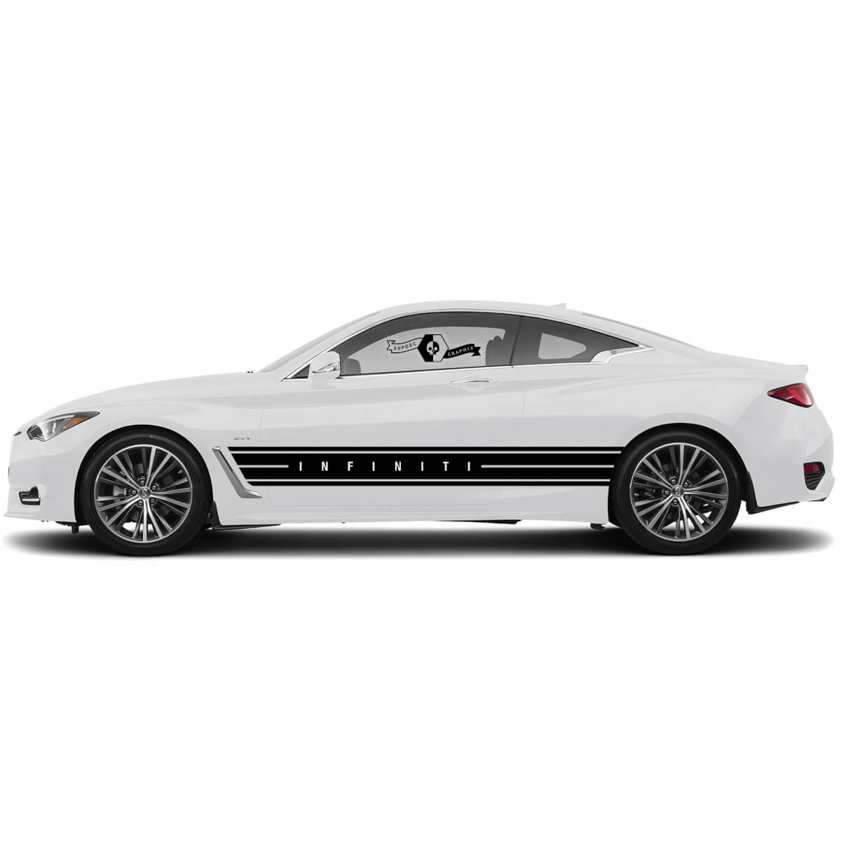 Coppia nuovi adesivi per decalcomanie Parte superiore laterale larga e larga striscia per porta per INFINITI Q50 Q60
