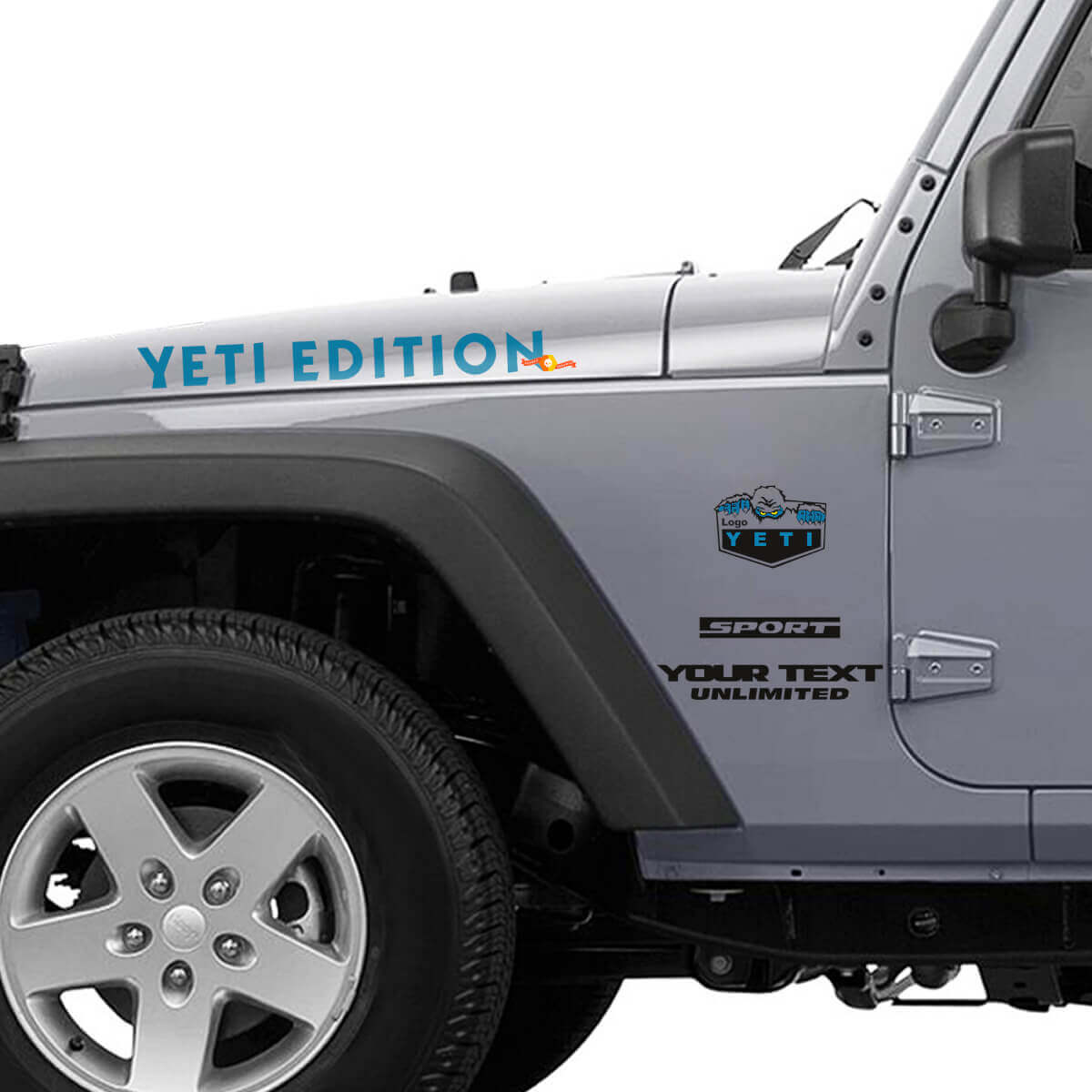 Kit adesivi vinilici cofano e lati Yeti Edition per Jeep Wrangler