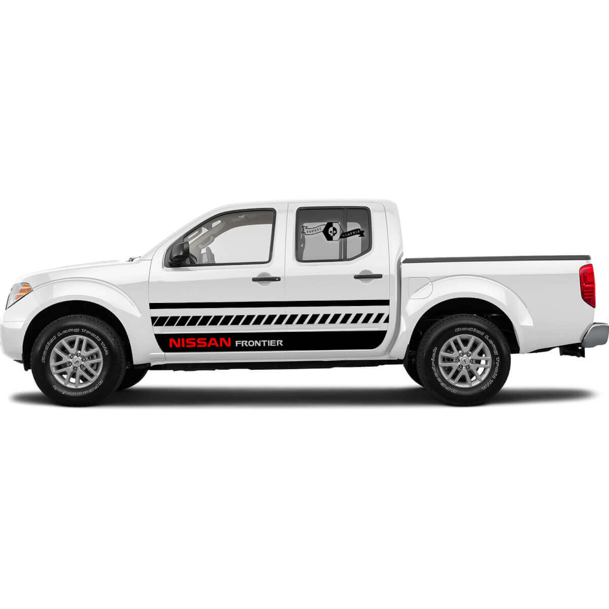 Kit Adesivi in Vinile con Linee Sottili e Larghe a Scacchi per Modanature Laterali Nissan Titan Frontier