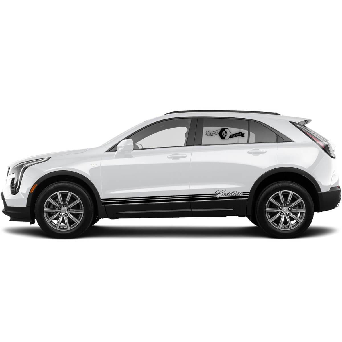 2 New Decalcomaner Rocker Panel Sticker Linee orizzontali Stripe per Cadillac XT4