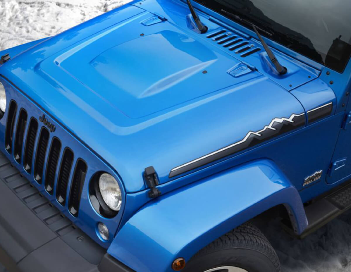 Set di Adesivi Laterali per Cofano Polar Edition Mountain per Jeep Wrangler