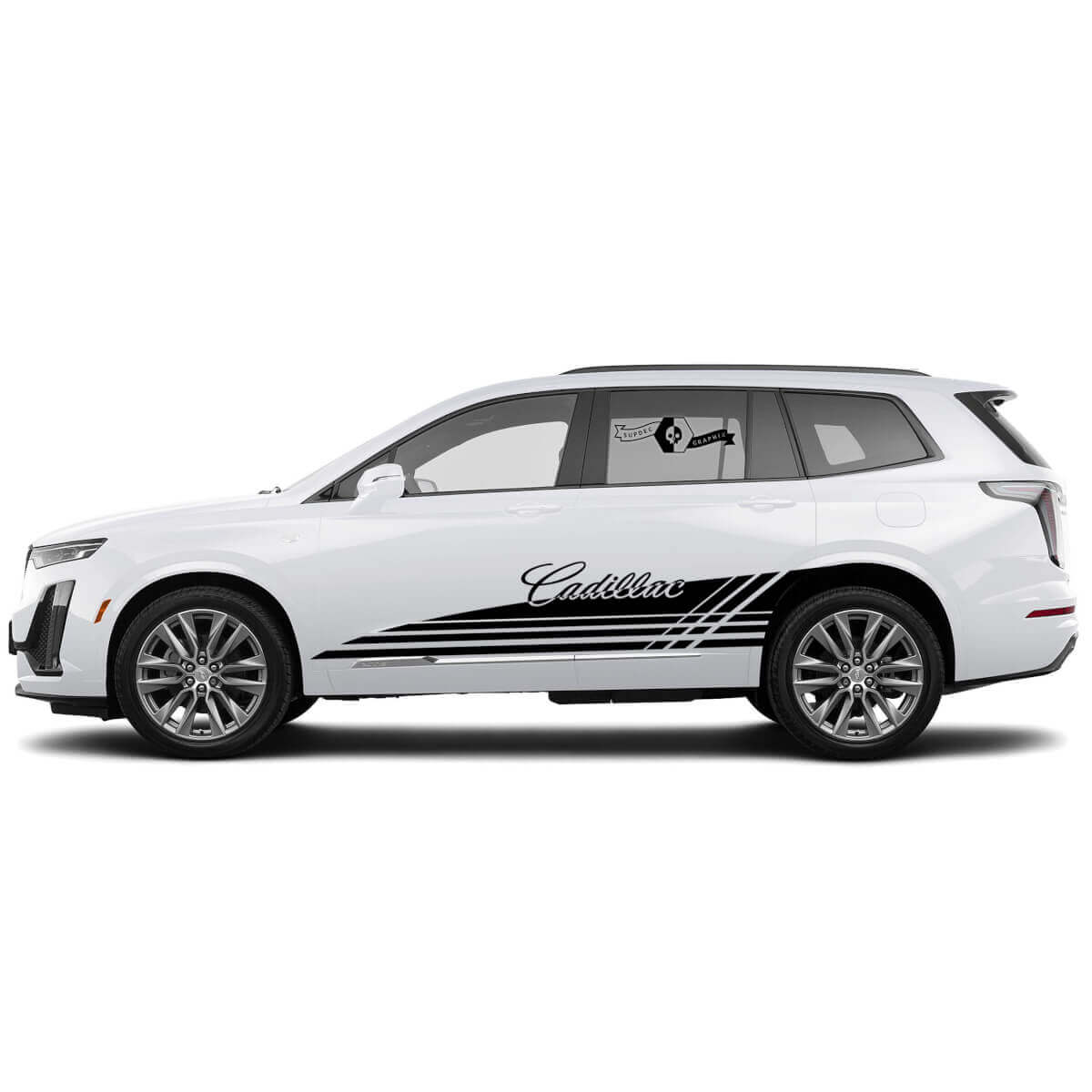2 Nuovo Adesivo Decalcomania Linee Accenti Rocker Panel Stiloso Avvolgente Adesivo in vinile per Cadillac XT6
