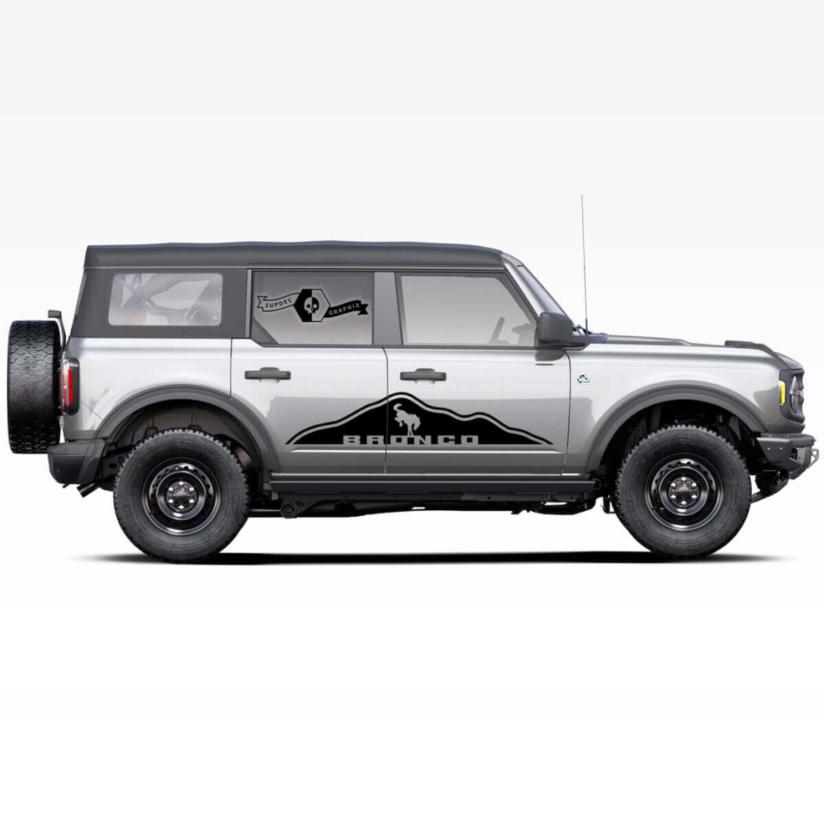 Coppia di decalcomanie laterali con logo del cavallo stallone Bronco per Ford Bronco 2021
