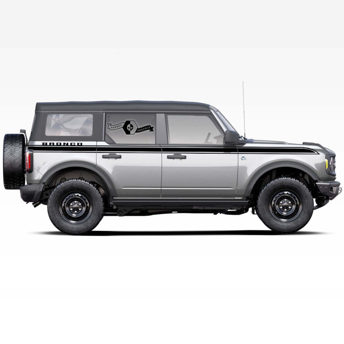 Coppia di rivestimenti per linea di accentuazione delle porte Bronco Up Badlands 4 porte Adesivi striscia laterale per Ford Bronco 2021
