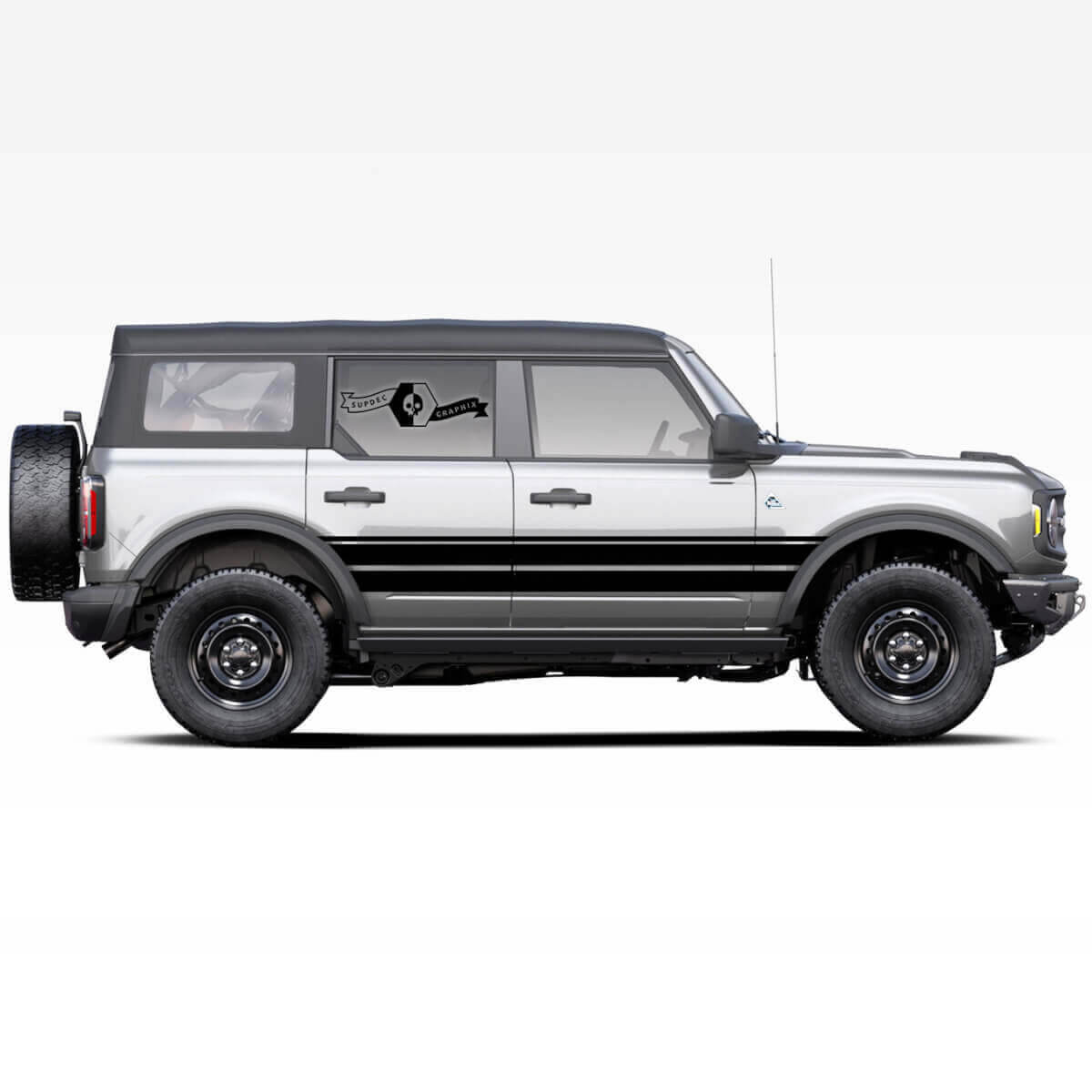 Set di Adesivi Strisce Laterali con Logo Stallion per Musclecar Badlands 4-Door 2021