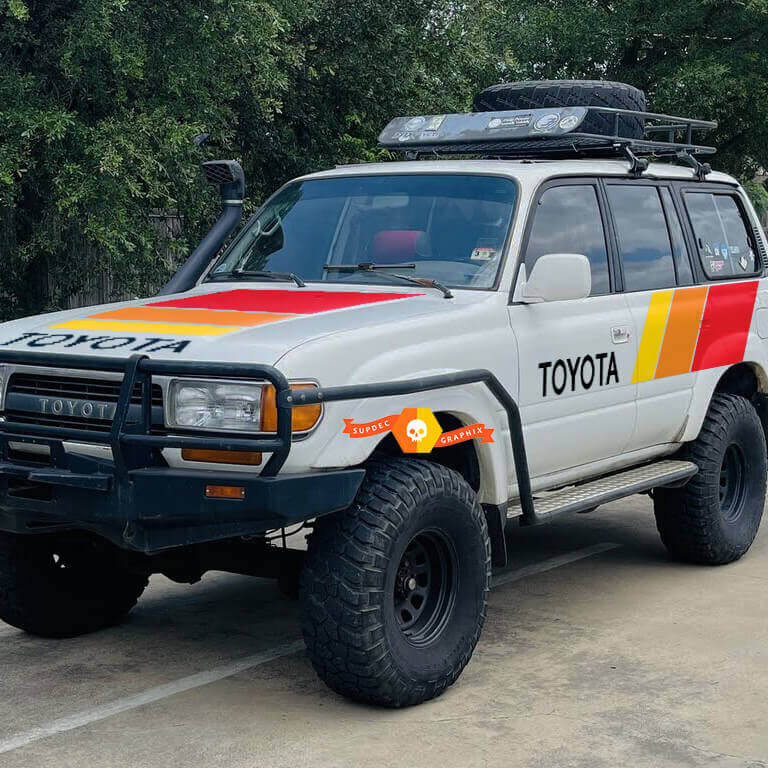 Kit Adesivi in Vinile a Strisce Retro per Cofano e Laterali per Toyota Land Cruiser 1991