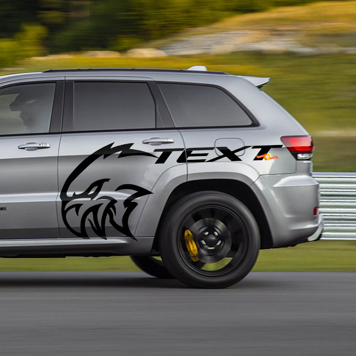 Adesivo in vinile laterale con testo personalizzato per Jeep Grand Cherokee TrackHawk