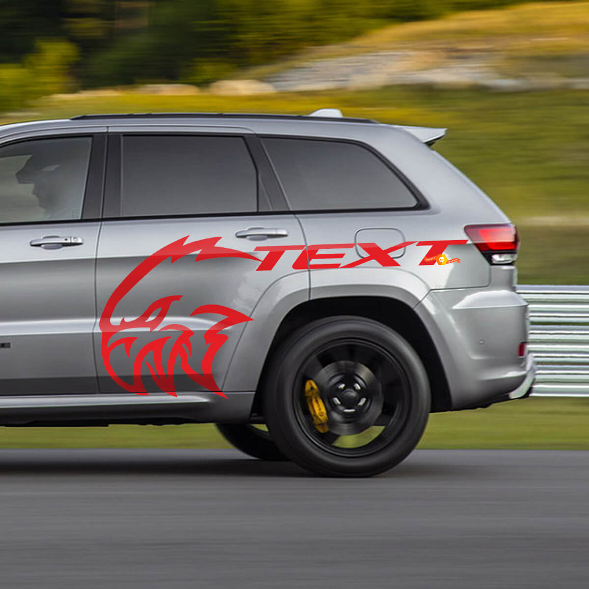 Adesivo in vinile laterale con testo personalizzato per Jeep Grand Cherokee TrackHawk