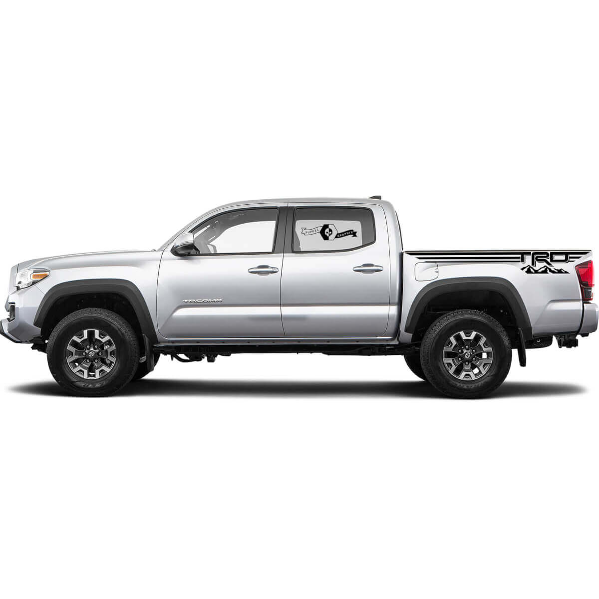 2 Kit adesivi Decal per Toyota Tacoma Trd Off Road Montagne Linee Adesivo Letto Grafica Laterale WRAP
