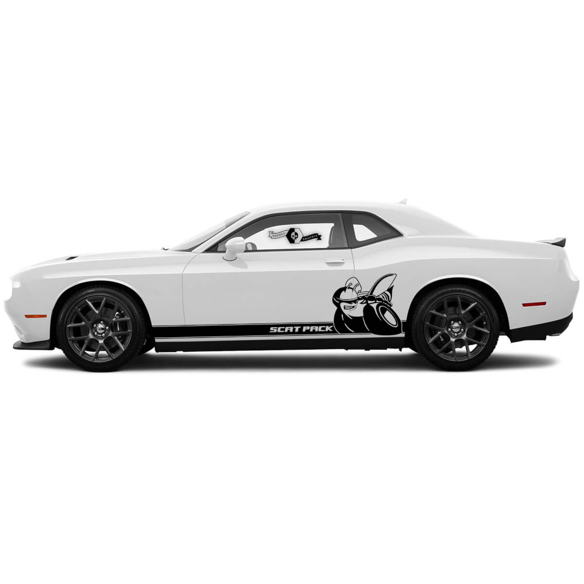 Coppia Dodge Challenger SRT Scat Pack Panel Rocker Decalcomanie Stripe Vinyl Graphics