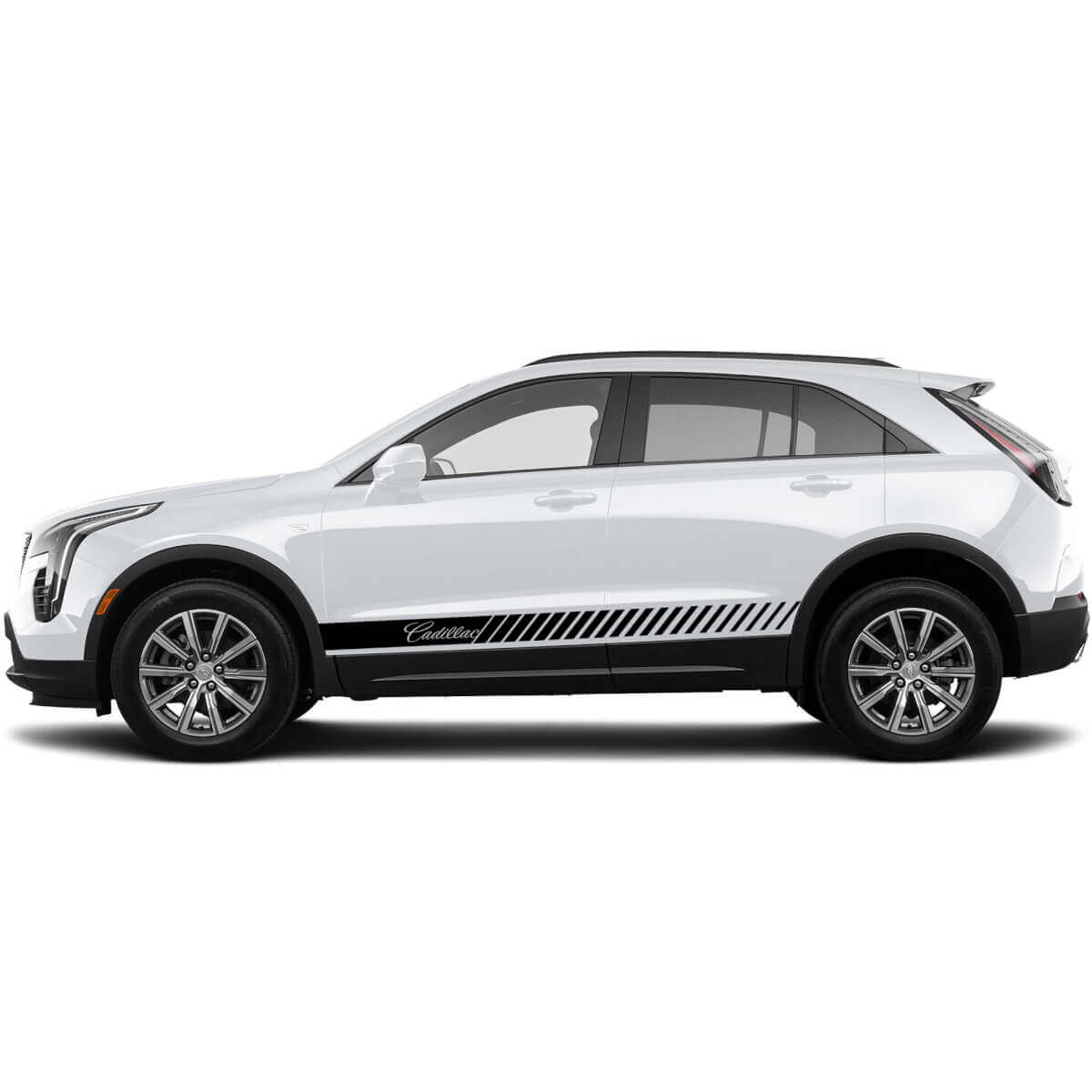 2 Nuova Decalcomania Adesivo Rocker Panel con Linee Orizzontali per Cadillac XT4 - adesso
