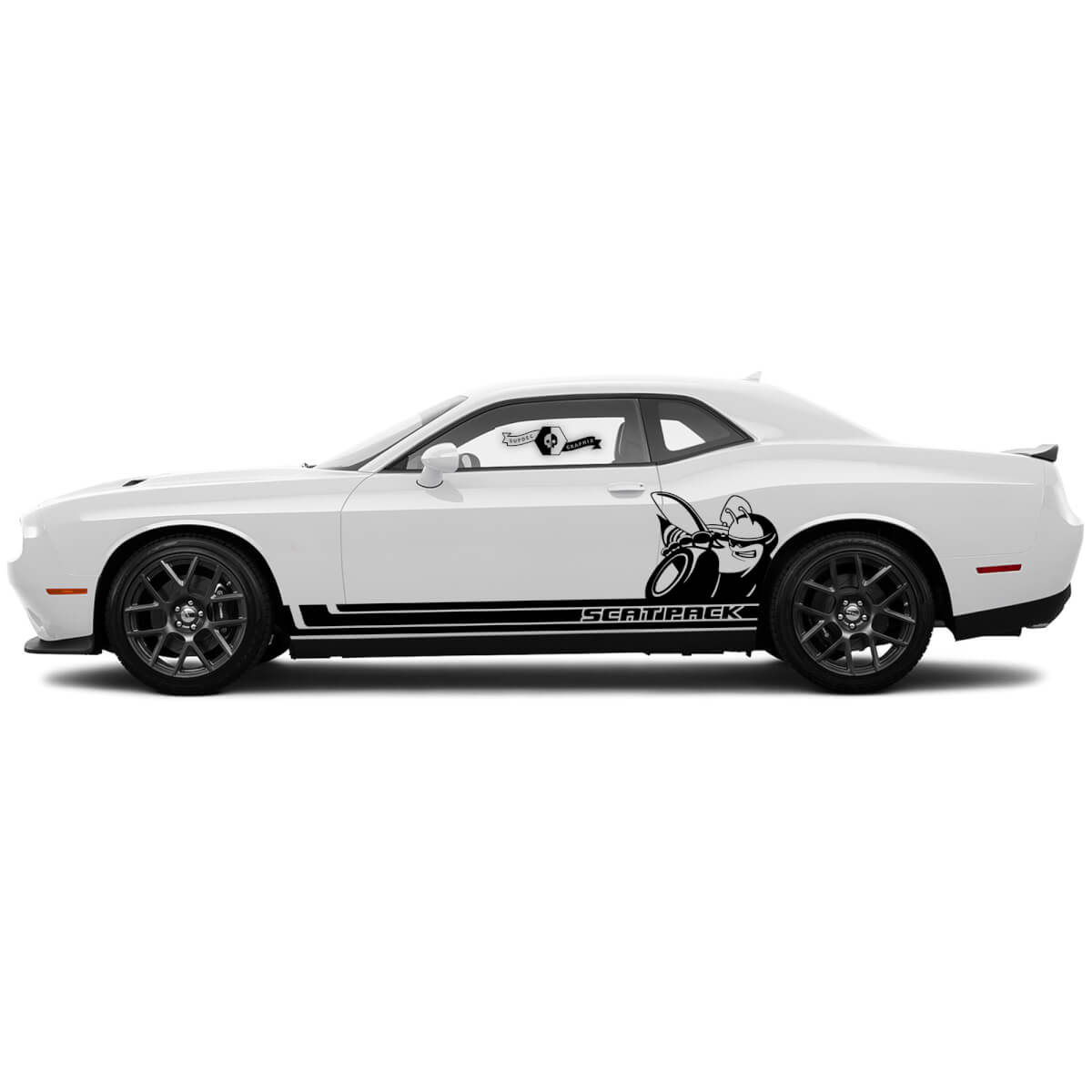 Coppia Dodge Challenger SRT Scat Pack Panel Rocker Decalcomanie Stripe Grafica in vinile Cyber