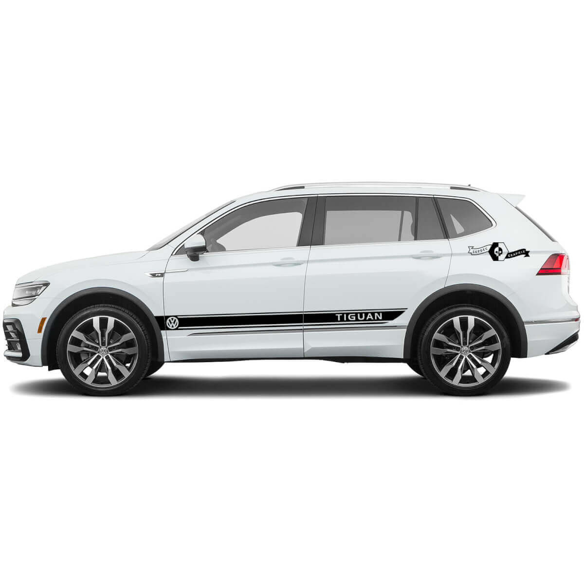 Volkswagen TIGUAN Adesivi in vinile Grafica decalcomania per porte laterali 2x Wide Band
