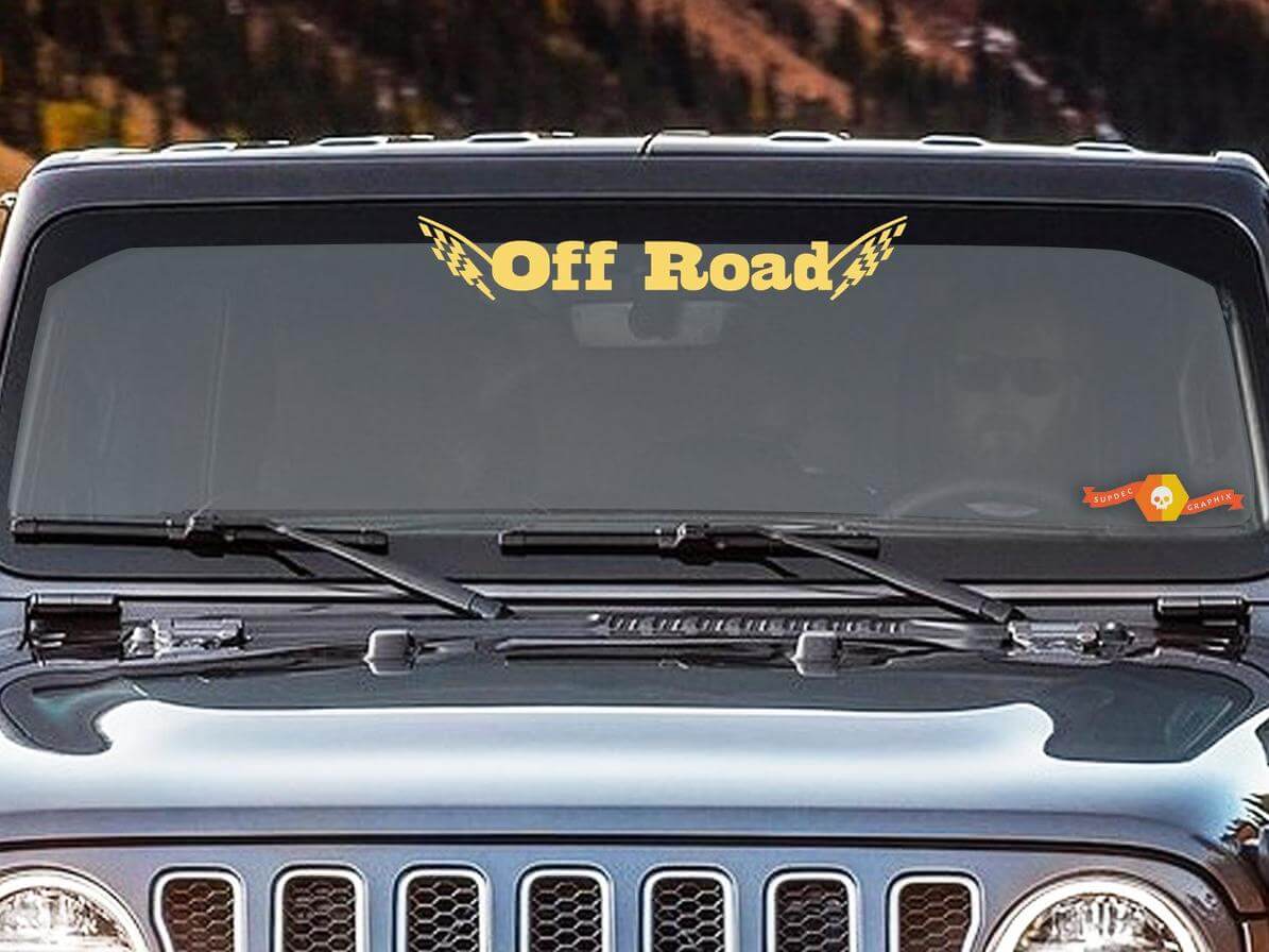 Banner adesivo in vinile con bandiere a scacchi per fuoristrada per parabrezza Jeep