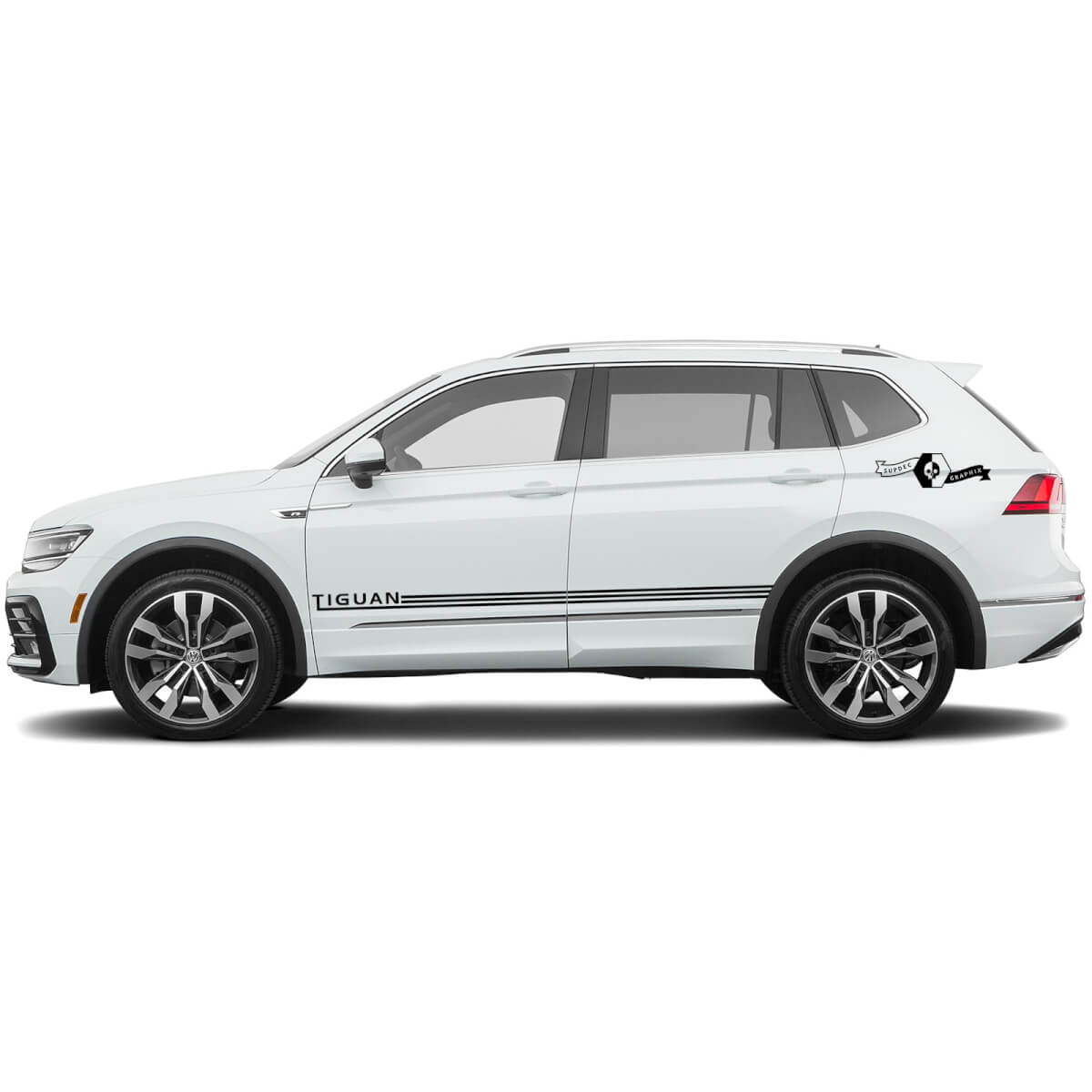 Volkswagen Tiguan 2x Strisce laterali Narrows Body Decalcomania Grafica Adesivi vinile Nuovo