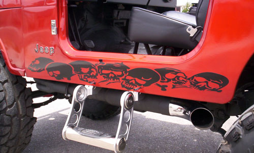 Set di Adesivi in Vinile per Minigonne Skull Row per Jeep Wrangler