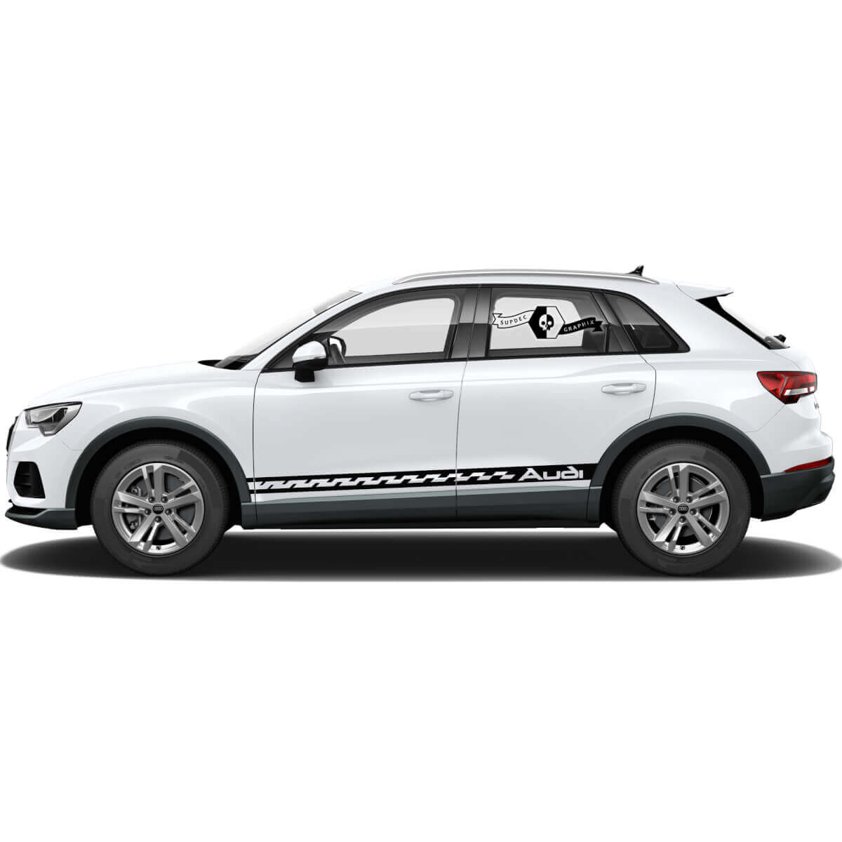 Coppia adesivi Audi Q3 linea curva laterale porta pannellino laterale 2021 adesivo in vinile
