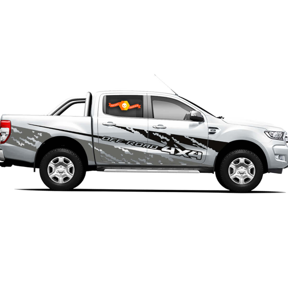 Coppia di adesivi in vinile Stickers 4X4 Tacoma Toyota TRD Off Road Stile Ash per porte laterali del camion 2021
