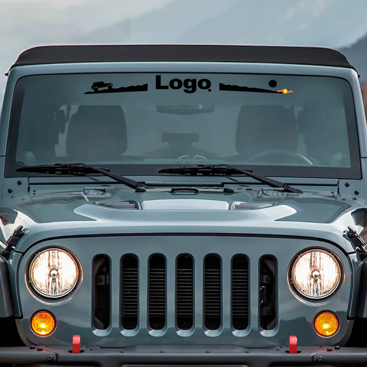 Adesivo in Vinile con Logo Mountain Style per Parabrezza Jeep Wrangler Rubicon