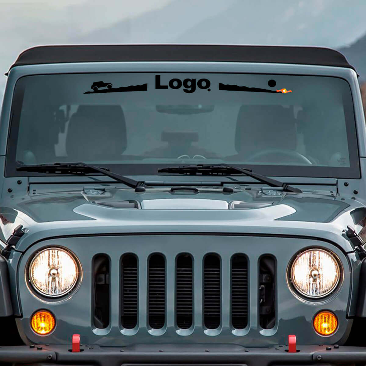Adesivo in Vinile con Logo Mountain Style per Parabrezza Jeep Wrangler Rubicon