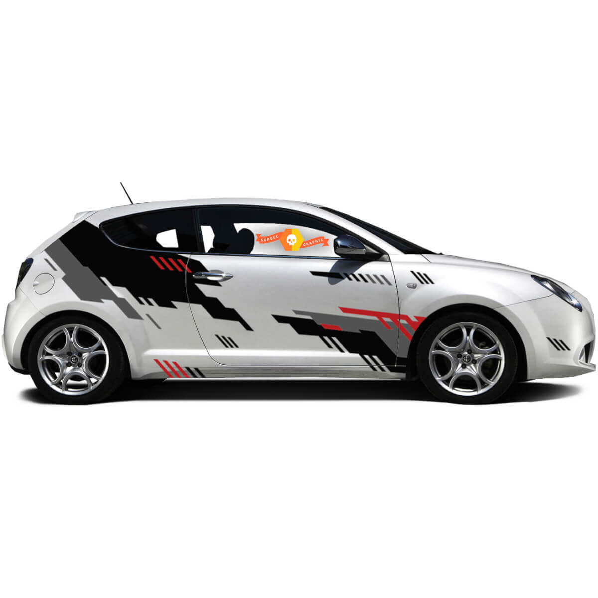 Coppia di adesivi in vinile Stickers grafici laterali Alfa Romeo MITO stile punk nuovo 2022
