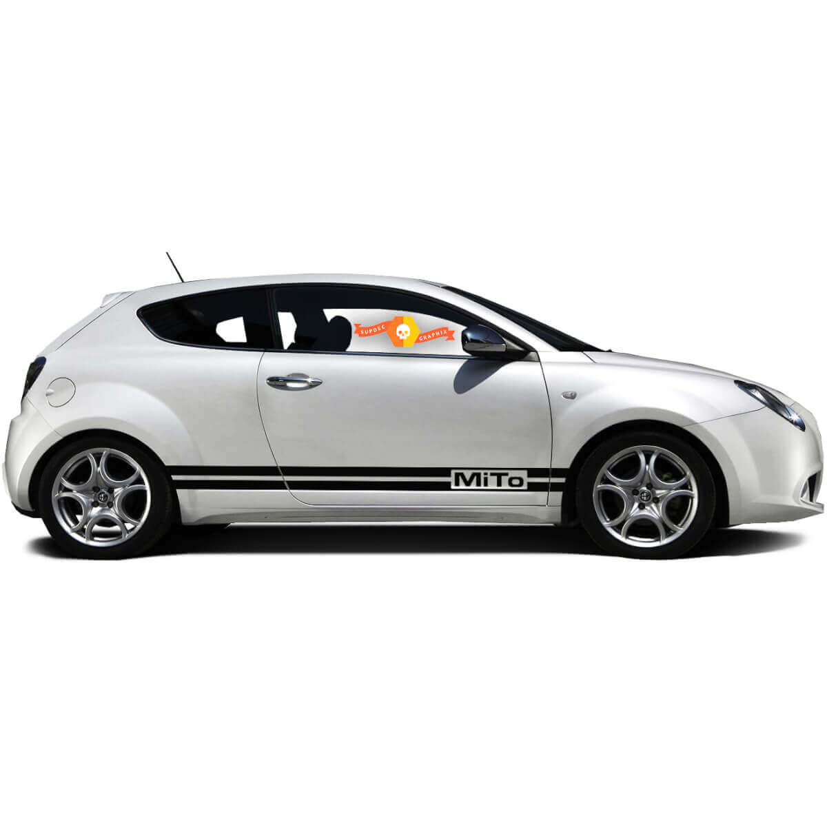 Coppia di adesivi in vinile Stickers Grafici laterali Alfa Romeo Rocker Panel MITO due righe 2022
