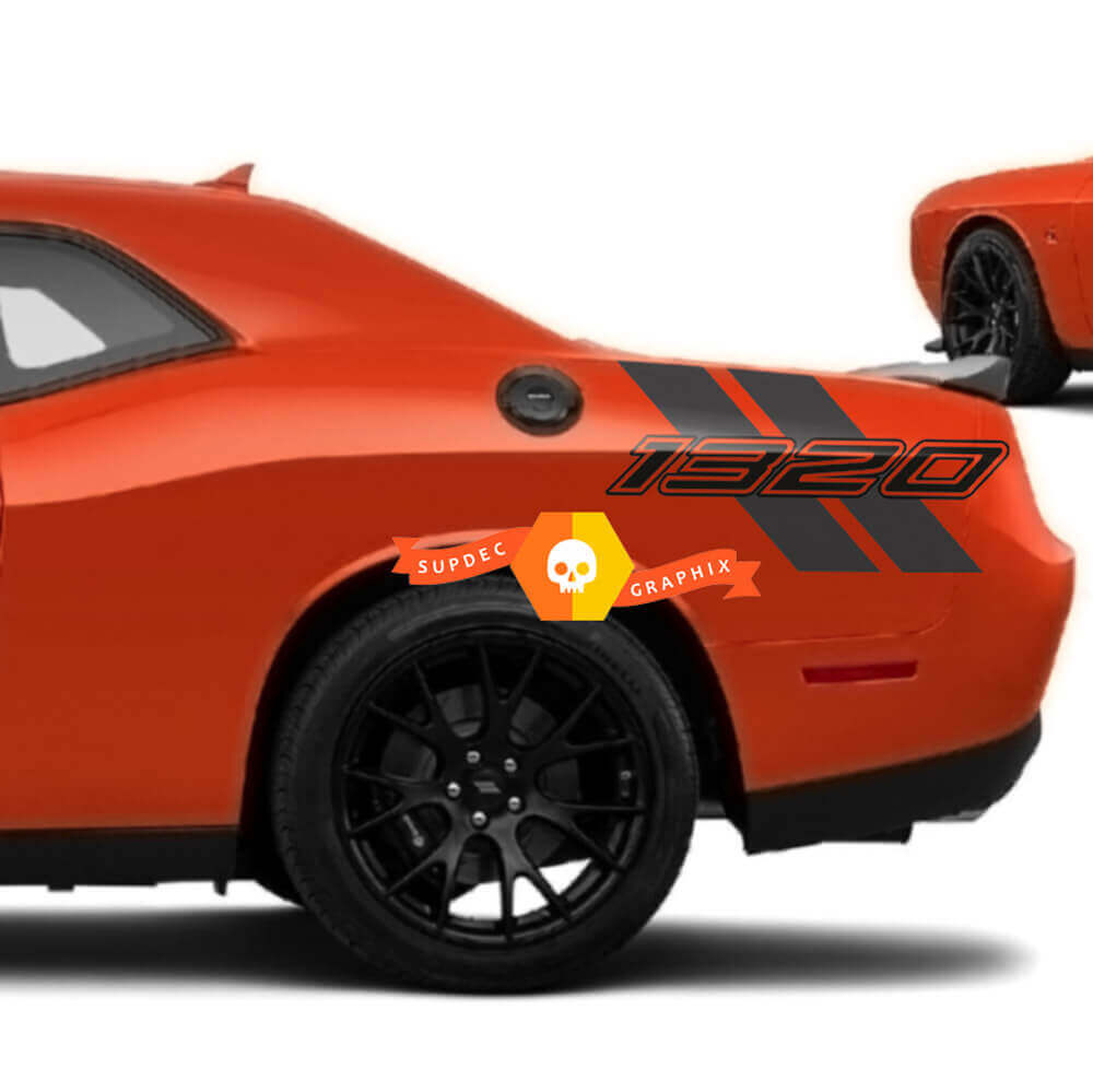 Kit adesivi in vinile per fiancate letto in 2 colori per Dodge Challenger R/T Scat Pack 1320
