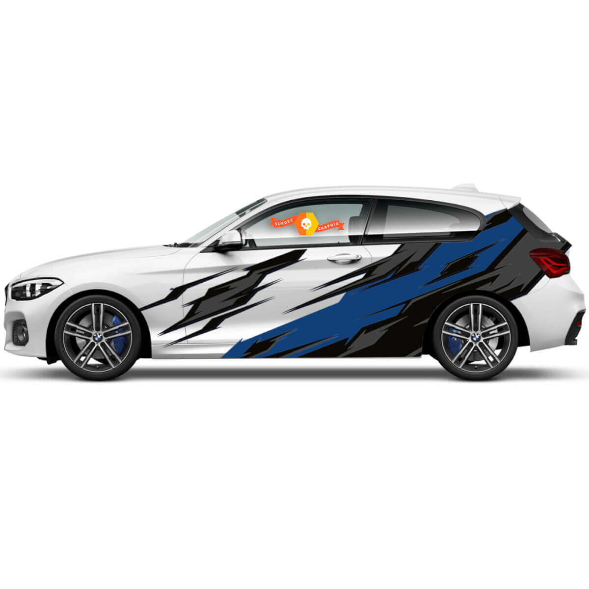 Coppia di adesivi in vinile grafici per fiancate per BMW Serie 1 2015 Ninja Strike
