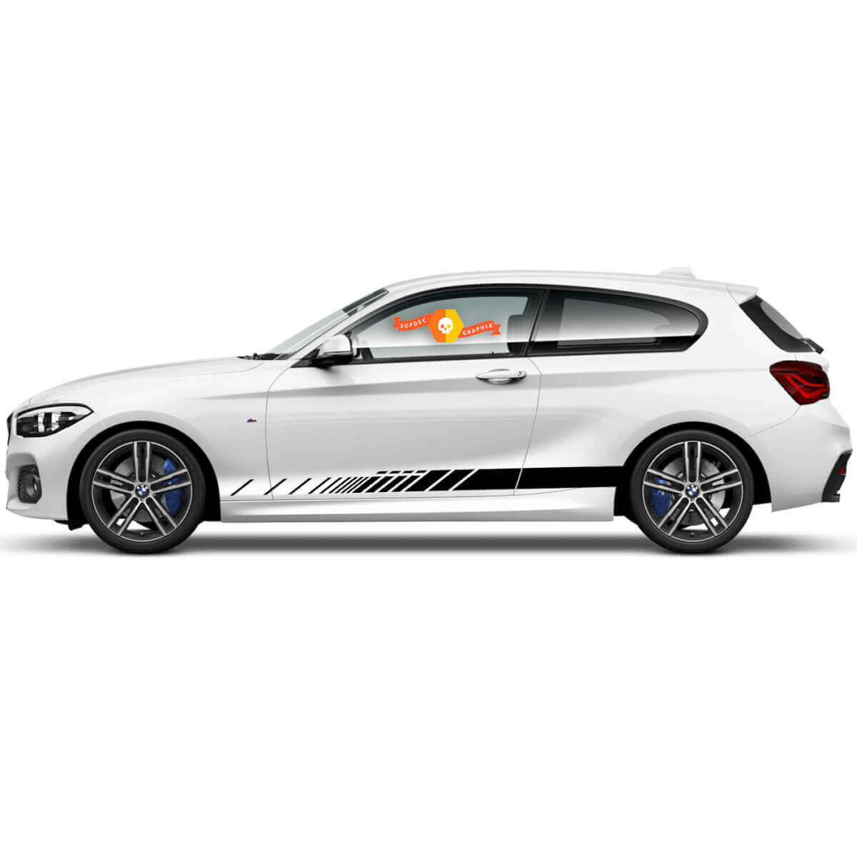 Coppia di adesivi in vinile grafici per fiancate per BMW Serie 1 2015 linea classica del pannello laterale
