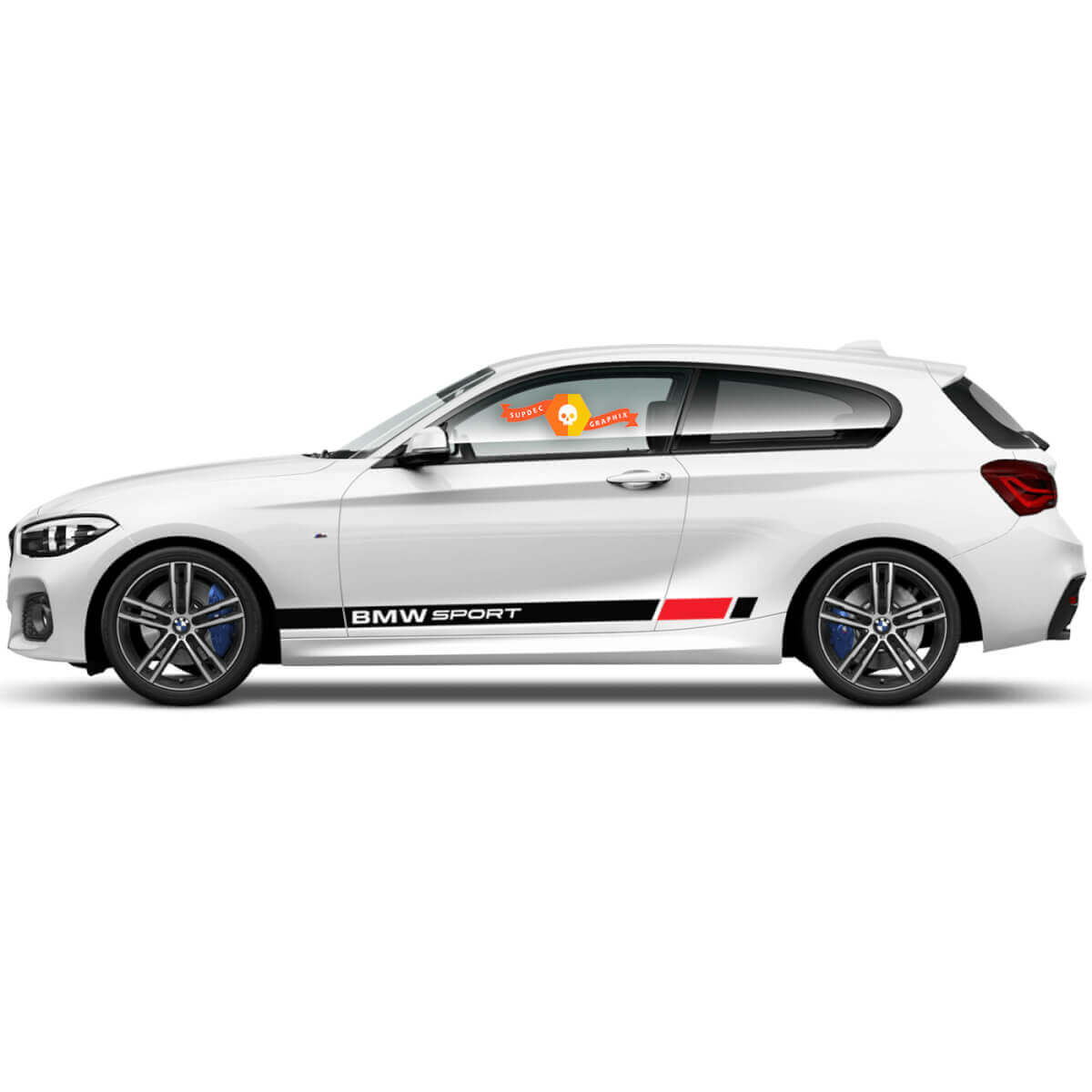 Coppia adesivi in vinile grafici sticker laterali per pannello laterale BMW 1 serie 2015 SPORT nuovo
