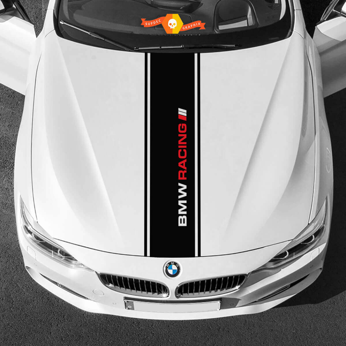 Adesivi in vinile Grafica Stickers cofano bmw al centro BMW Racing nuovo
